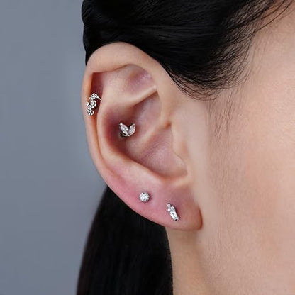 1PC ASTM F136 Titanium Mini Threadless Flat Back Stud 18G 6mm 8mm for Conch Helix Flat Tragus Labret - color: Soldered Trapezoidal - Gold