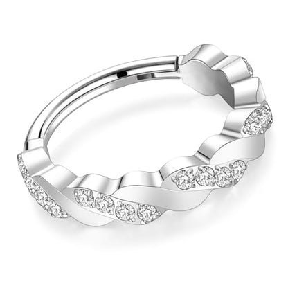 PEAKLINK 16G Nose Hoop Ring 316L Surgical Steel Conch Cartilage Helix Earring with Cubic Zircon Tragus Rook Daith Septum Piercing Jewelry 8mm 10mm for Women Men - color: Style3:Silver-Cross Shape