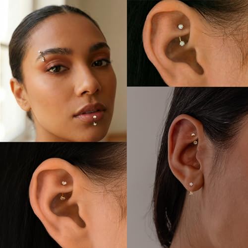 Daith Rook Piercing Jewelry 16G 18G Surgical Steel Curved Barbell Eyebrow Piercing Vertical Labret Lip Jewelry Hypoallergenic Stainless Surface Eyebrow Rook Daith Earrings for Women Men 6MM 8MM 10MM