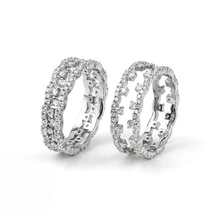 Valentines Rings for Women, Non Tarnish Chunky Wedding Ring Set, Adjustable Bohemian Statement Ring - style: Lace Full Diamond Size 6