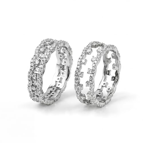 Valentines Rings for Women, Non Tarnish Chunky Wedding Ring Set, Adjustable Bohemian Statement Ring - style: Lace Full Diamond Size 6