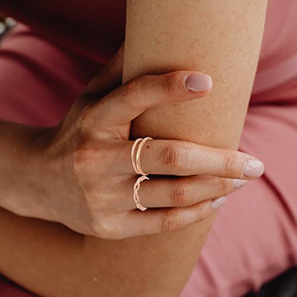 ZOERAY Gold Silver Stackable Rings for Women Non Tarnish CZ Ring Set | 10PCS 14K Gold Plated, Dainty Stacking Band Rings, Cross Wave Paperclip Knot Knuckle Thumb Ring, Jewelry Gifts, Size 4-11 - color: Rose Gold