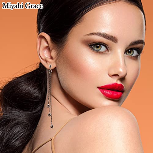 Dangle Silver Invisible Clip On Earrings for Women Not Pierced Gold Crystal Rhinestone Comfortable Hoop Fringe Long Chain Clip On Earrings - color: Chain Silver