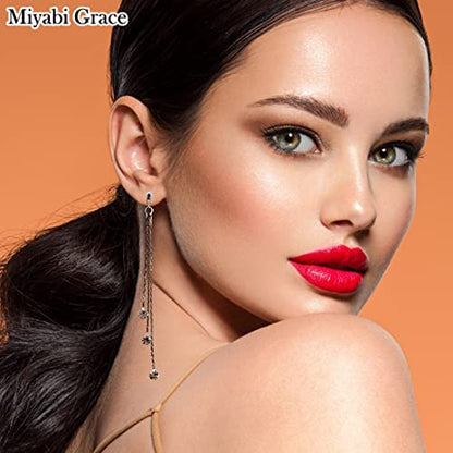 Dangle Silver Invisible Clip On Earrings for Women Not Pierced Gold Crystal Rhinestone Comfortable Hoop Fringe Long Chain Clip On Earrings - color: Chain Silver