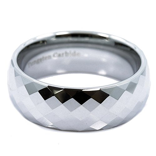 Tungsten Carbide Faceted Honeycomb Wedding Band Plated in Gold, Rose Gold or Black Ring - color: Polished-8mm
