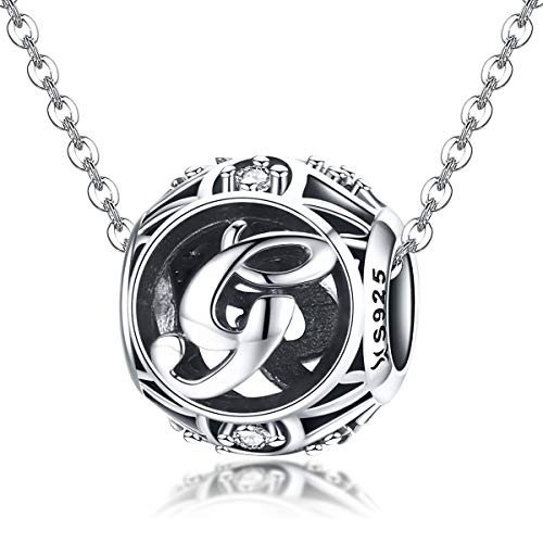 Letter Charms 925 Sterling Silver Initial A-Z Bead Charms | For Bracelets Necklaces, Hypoallergenic,Cubic Zirconia Alphabet Beads, Personalized Gifts for Women - color: G