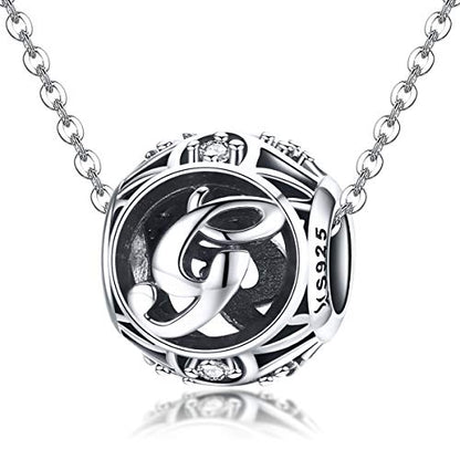 Letter Charms 925 Sterling Silver Initial A-Z Bead Charms | For Bracelets Necklaces, Hypoallergenic,Cubic Zirconia Alphabet Beads, Personalized Gifts for Women - color: G