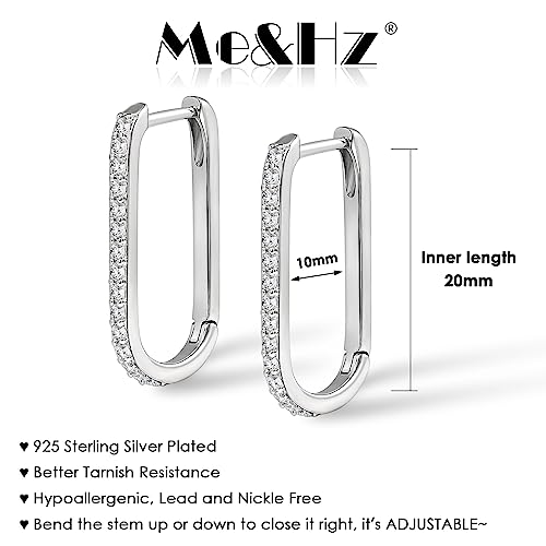 Me&Hz Gold Huggie Earrings Small Huggie Hoop Earrings for Women 14K Gold Plated Hypoallergenic Cubic Zirconia Huggies Mini Silver Hoop Earring for Women - color: Paperclip Hoop - CZ, Silver