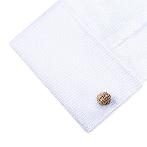 HONEY BEAR Round Silk Knot Elastic Fabric Cufflinks for Men Women 1 Pair | Wedding Business, Tarnish-Resistant, for Groomsmen, Father, Husband, Wife, Anniversary, and Formal Events - style: Light Brown