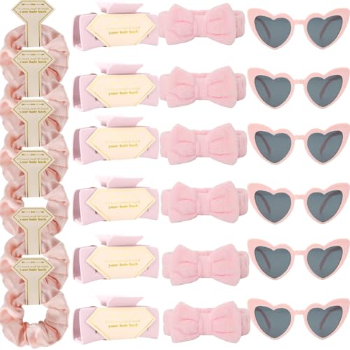Bridesmaid Scrunchies Proposal Gifts Bachelorette Hair Claws Clips women heart sunglasses for Wedding Party Favors (Pink headband 24pcs) - color: Pink Headband 24pcs