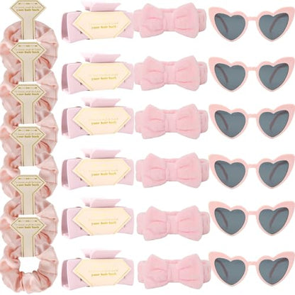 Bridesmaid Scrunchies Proposal Gifts Bachelorette Hair Claws Clips women heart sunglasses for Wedding Party Favors (Pink headband 24pcs) - color: Pink Headband 24pcs