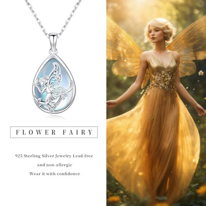 Fairy Gift Necklace/Earrings for Women 925 Sterling Silver Angel Elf Jewelry Gifts for Daughter - color: Necklace-B