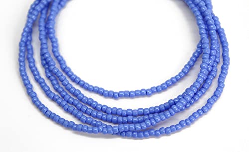 Kathy Bankston Handmade Periwinkle Blue Seed Bead Necklace, Thin 1.5mm Single Strand