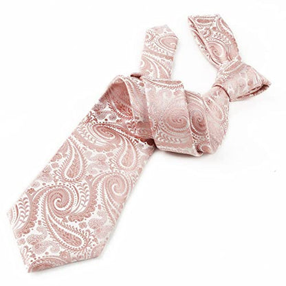 Alizeal Mens Gradient Paisley Necktie and Pocket Square Set | Elegant Design Perfect for Weddings Banquets Business Formal Events - color: 143-blush Pink