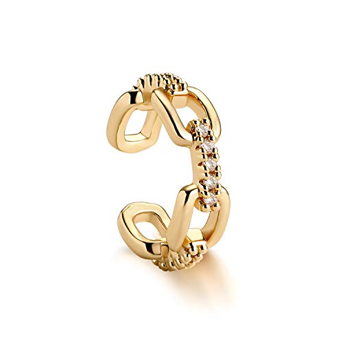 Women Ear Cuff Earring Gold Non Pierced Ear Cartilage Clip on Wrap Hoop 14K Gold Filled Tiny Boho Beach Simple Minimalist Delicate Handmade Hypoallergenic Jewelry Gift-Sold as Single/Pair - style: Link