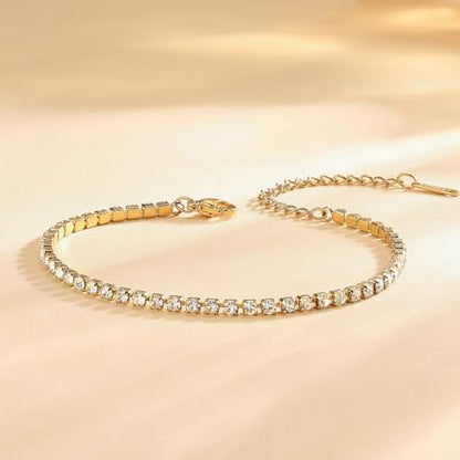 Mothers Day Gifts for Mom 18K Gold-Plated Bracelet Set – Floral Clover, Tennis, Chunky Adjustable Twist Cuff, Classic Gold-plated Bangle Stainless Steel, Non Tarnish, Stackable Bracelet Gift for Women - style: YR floral black