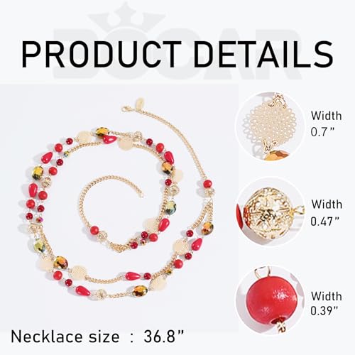 Bocar Long Necklaces for Women Trendy, Boho Layered Crystal Beaded Collar Necklaces for Women, Fashion Statement Necklaces Jewelry - color: Wine