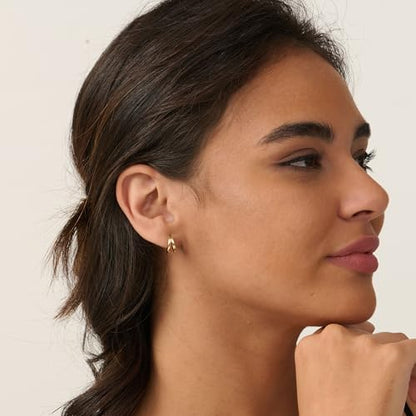 LLWOM Gold Huggie Earrings for Women-14k Gold/Silver/Rose/Black Plated Heart Hoop Earrings Hypoallergenic Lightweight Hoops Gifts - style: Split