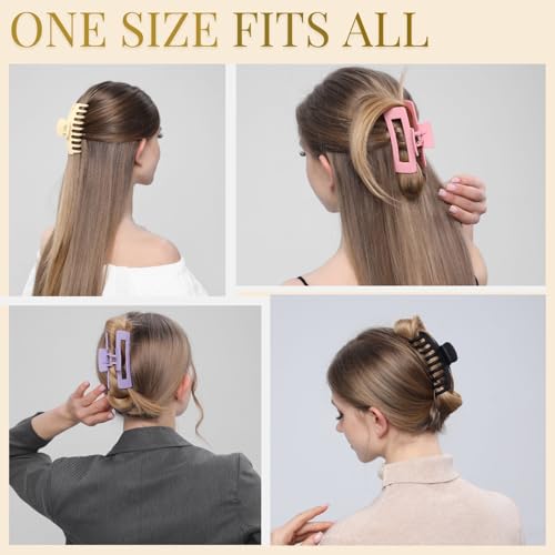 LuSeren 8 Pack Hair Clips for Women 4.3 Inch Large Hair Claw Clips for Women Thin Thick Curly Hair, Big Matte Banana Clips,Strong Hold jaw clips Black Purple Beige Pink - color: Multicolor1
