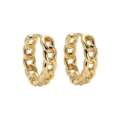 Cubic Zirconia Huggie Earrings 14k Gold Plated Tiny Earrings Small Huggie Hoop Earrings Simple Lightweight Hoops Gift for Women - color: Cuba hoop