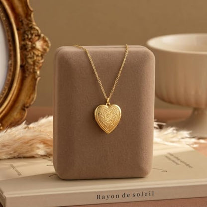 Gold Initial Heart Letter Pendant Necklace Jewelry for Women | 14K Gold Plated Fashion Waterproof Statement Cute Necklaces Dainty Personalized Name Friendship Couple Gifts for Women - color: Initial S