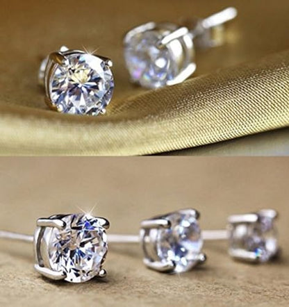 Adabele Authentic Sterling Silver Birthstone Stud Earrings 6mm 8mm Cubic Zirconia Imitation Diamond Gemstone Hypoallergenic Nickel Free Tarnish Resistant Women Fine Jewelry - color: April, size: 8mm/2 Carat/Large