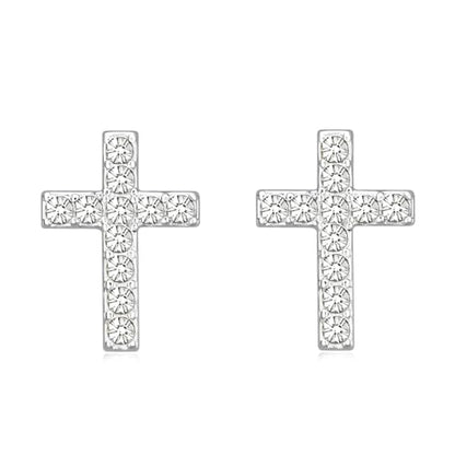 Cross Stud Earrings for Women,Initial Letter Cross Earrings Gifts Jewelry for Women - color: 04-April-White