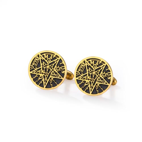 Cufflinks for Men Delicate Stainless Steel Wedding Business Cufflinks Gifts for Groom Husband French Shirt Accessories - style: Solomon's Star-Gold