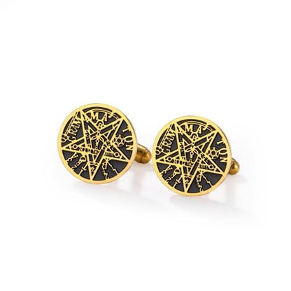 Cufflinks for Men Delicate Stainless Steel Wedding Business Cufflinks Gifts for Groom Husband French Shirt Accessories - style: Solomon's Star-Gold