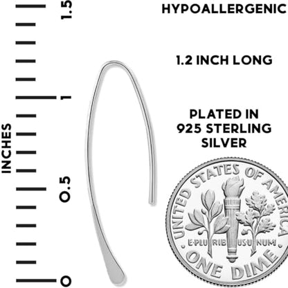 Upside Down Hoop Earrings - Hypoallergenic Lightweight Wire Needle Drop Dangle Threader Hoops for Women, Safe for Sensitive Ears - Plated in 925 Sterling Silver or 18k Gold - color: 1.2" inch - 925 Sterling Silver Plated