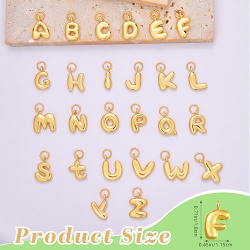 A-Z Bubble Letter Charms 18K Gold Filled Charms for Jewelry Making Gold Initial Alphabet Charms Pendants for Women Men Necklace Choker Bracelet Making - color: Letter F