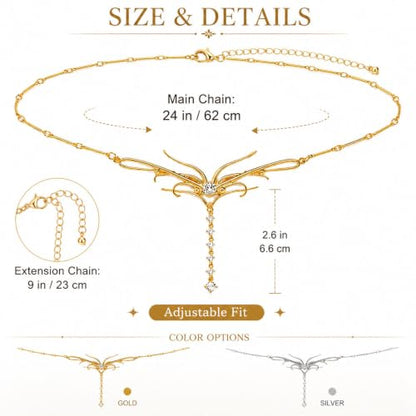 Gold Dripping Butterfly CZ Waist Chain for Low-Rise Y2K, Adjustable Silver 18K Elegant Dripping Butterfly Pendant Chain Belt, Festival Rave Accessories Fit Dresses Jeans