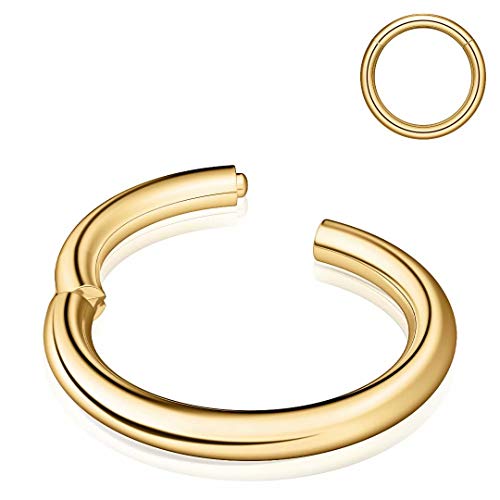 Nose Rings Hoop, 316L Surgical Steel 20G 18G 16G 14G Hypoallergenic Nose Rings Septum Cartilage Hoop Earring Conch Piercing Jewelry for Women, Diameter 5mm to 14mm, Gold, Rose Gold, Silver, Black - style: 1pcs, Gold, 14g, Diameter: 6mm