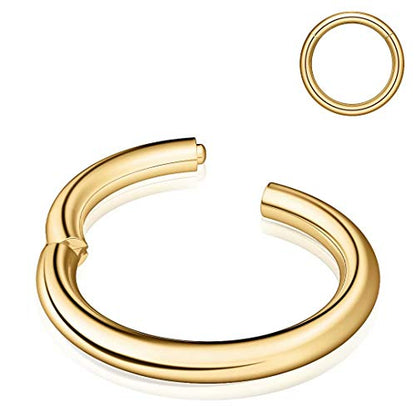 Nose Rings Hoop, 316L Surgical Steel 20G 18G 16G 14G Hypoallergenic Nose Rings Septum Cartilage Hoop Earring Conch Piercing Jewelry for Women, Diameter 5mm to 14mm, Gold, Rose Gold, Silver, Black - style: 1pcs, Gold, 14g, Diameter: 8mm