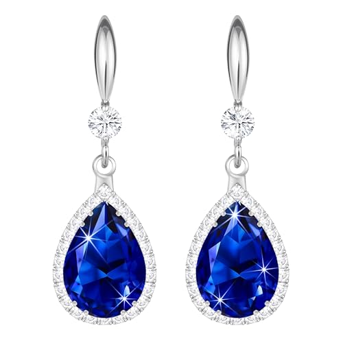 Linawe Imitation Diamond Dangle Earrings for Women Trendy, Rhinestone Drop Chandelier Earrings, Teardrop Crystal Cubic Zirconia Wedding Jewelry Set, 14K Gold/Rose Gold/Silver Tone - color: Silver,Sep