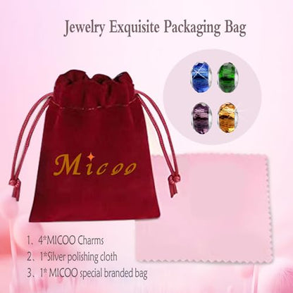 MICOO 925 Sterling Silver Charms for Bracelets,Fashion DIY Dangle Pendants Beads Simulated Birthstone Charms,Birthday Gifts for Women - color: 4 styles charms