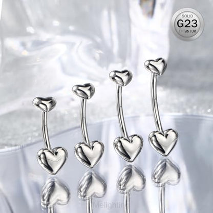 Melighting Titanium Belly Button Ring 14G Heart Belly Ring Internally Threaded G23 Titanium Navel Piercing Hoop Navel Barbell Body Piercing Jewelry 10/12/14/16 mm