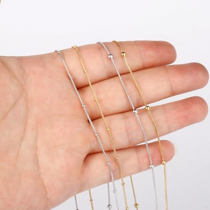 33FT 1mm Stainless Steel Satellite Snake Chain Roll Bulk for Jewelry Making | 304 Stainless Steel Beaded Round Snake Chains Spool for DIY Craft Necklace Bracelet - color: Small Beads Stainless Steel Satellite Snake Chains