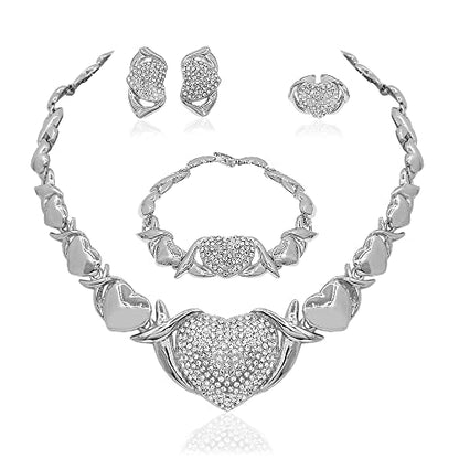 SYHOL Gold Jewelry Set 18K Gold Accessories for Women Jewelry Set Wedding Bridal Fashion Jewelry Sets Women Accessories Bracelets Earrings and Rings Sweetheart Gifts - color: Silver