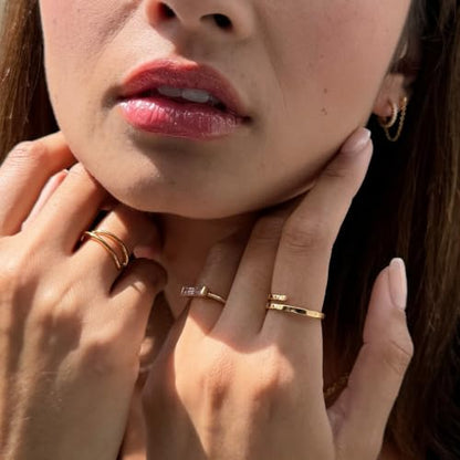 HONEYCAT Hammered Marigold Wrap Around Ring in Gold, Rose Gold, or Silver | Minimalist, Delicate Jewelry - color: Rose Gold