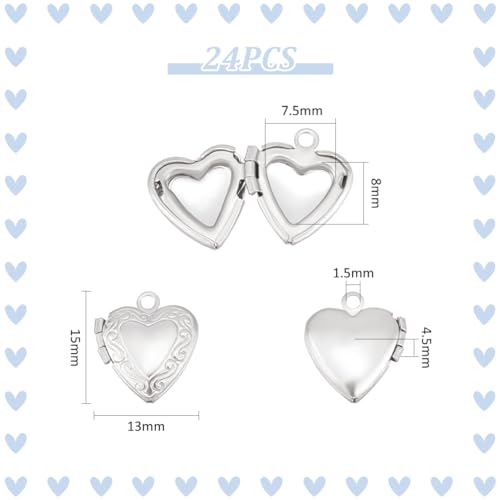 UNICRAFTALE Stainless Steel Memory Locket Pendants Heart Floating Locket Pendants Flat Round Living Memory Pendant Photo Frame Lockets Pendant for DIY Necklaces Jewelry Making - style: Heart