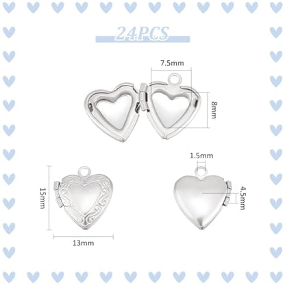 UNICRAFTALE Stainless Steel Memory Locket Pendants Heart Floating Locket Pendants Flat Round Living Memory Pendant Photo Frame Lockets Pendant for DIY Necklaces Jewelry Making - style: Heart
