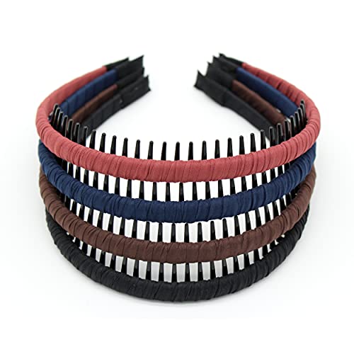 JOBAND teeth headbands,head bands for women's hair,comb hair band(4 color) | Non slip hair accessories for women Can easily solve the problem of short hair on the forehead Suitable Daily Use,Spa,Yoga - color: Multi-colored-101