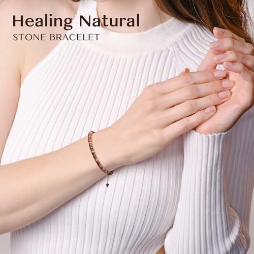 Inspirational Bracelet Gifts for Women, Natural Stone Beaded Bracelets | Thinking of You Get Well Soon Encouragement Healing Bracelets Christmas Day Birthday Gifts for Women Friends Sister - color: A-B JASPER STONE-YOU ARE