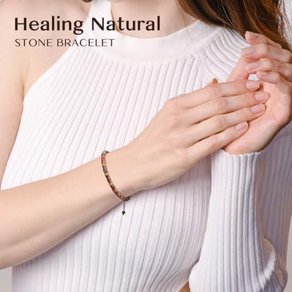 Inspirational Bracelet Gifts for Women, Natural Stone Beaded Bracelets | Thinking of You Get Well Soon Encouragement Healing Bracelets Christmas Day Birthday Gifts for Women Friends Sister - color: A-B JASPER STONE-YOU ARE