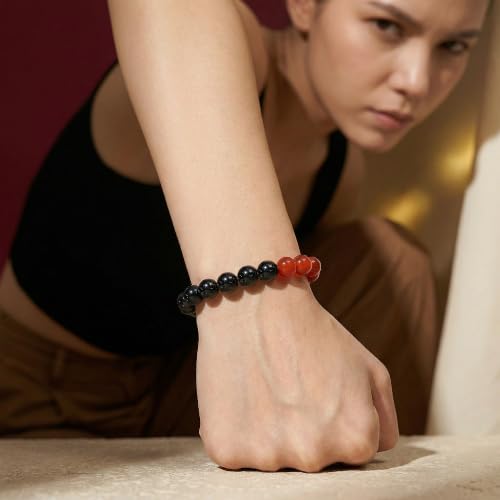 Bivei Protection Crystal Healing Bracelet | 8MM Strength Bracelet Spiritual Stretch Beaded Jewelry for Women Men Gift - color: Self Confidence, size: Medium 6.8-7.3 inch