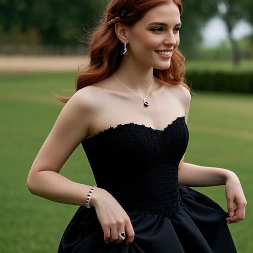 Jewelry Set for Bride, Sparkling Water Drop Cubic Zirconia Crystal Pendant Necklace Leverback Earrings Tennis Bracelet Adjustable Ring Gift for Wedding/Birthday/Mother's Day/Christmas - color: 06-Black Sliver-Tone
