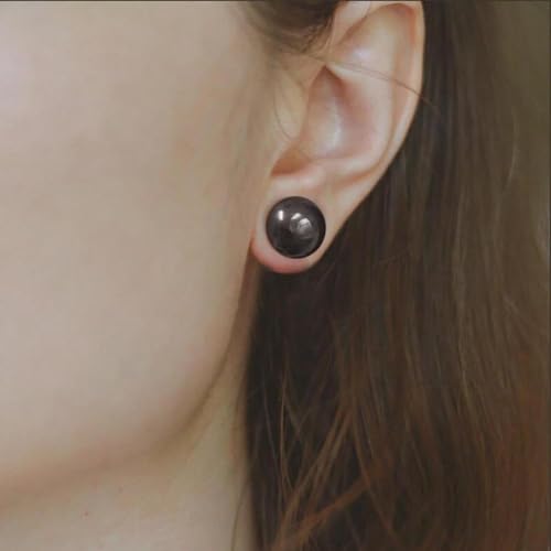 Casvort 2 PCS Hypoallergenic 0G-1" Cute Timeless Smooth Ball Screw Ear Gauges 316 Surgical Stainless Steel Fashion Ear Gauges Earrings Expander Women Piercing Body Jewelry - color: Black, size: 6 mm
