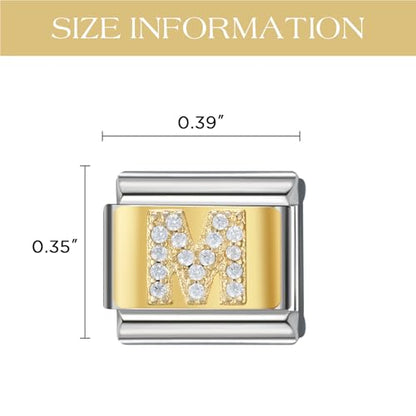 Stainless Steel Italian Charm Bracelet, 18 Link Starter Bracelet 9mm Charms | Italian Charm Bracelet with 9Pcs/20Pcs Charms and Opening Tools, Classic 9mm Modular Charm, Personalized Jewelry Gift - color: Gold M