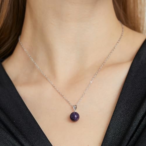 Natural Jade Necklace for Women Sterling Silver Adjustable Handmade Green Jade Pendant Necklaces Healing Crystal Necklace Good Luck Gift for Her - style: Amethyst Necklace